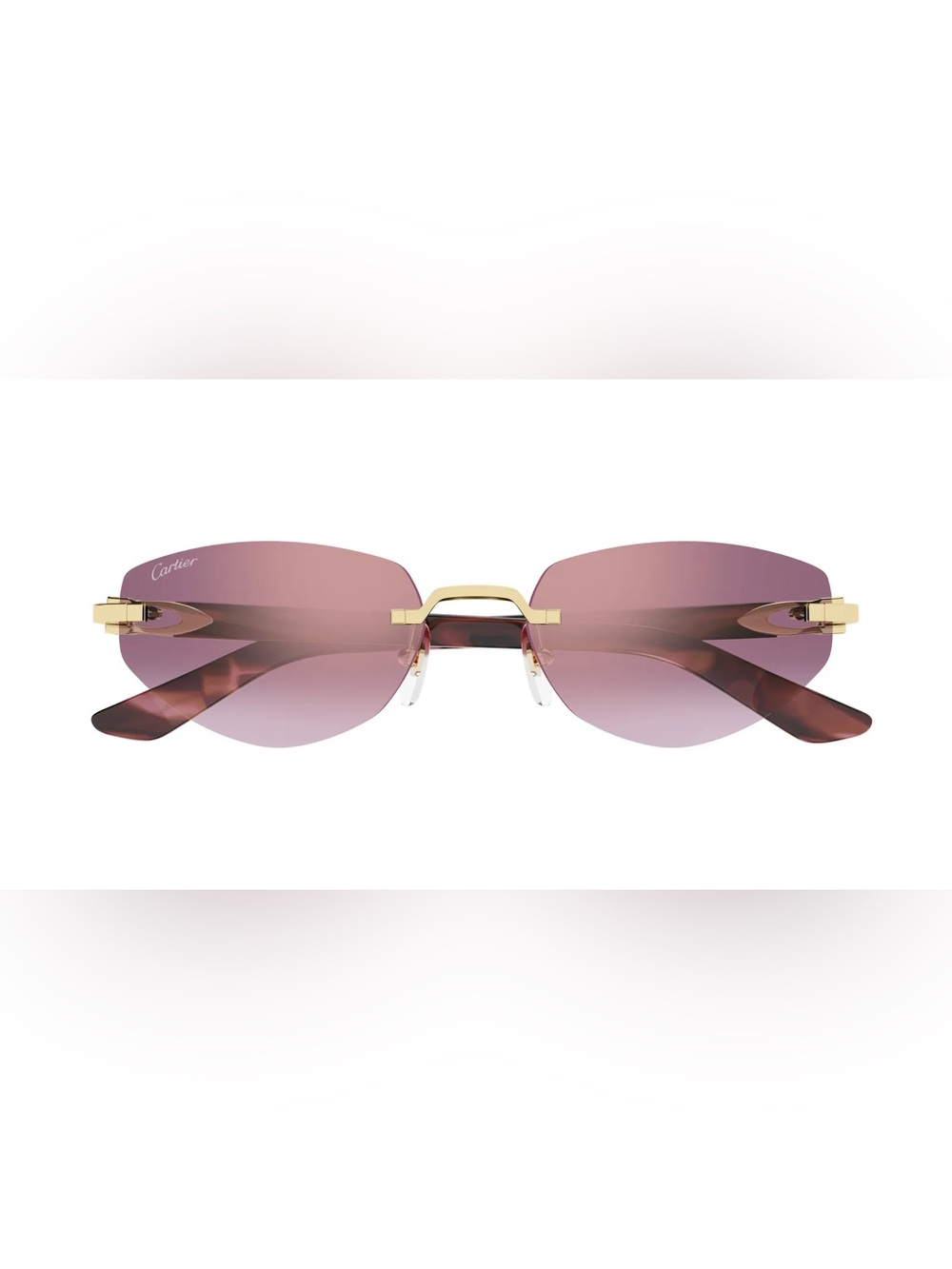 Cartier Rimless Sunglasses with Pink Gradient Lenses and Gold Bridge CT0580S-002